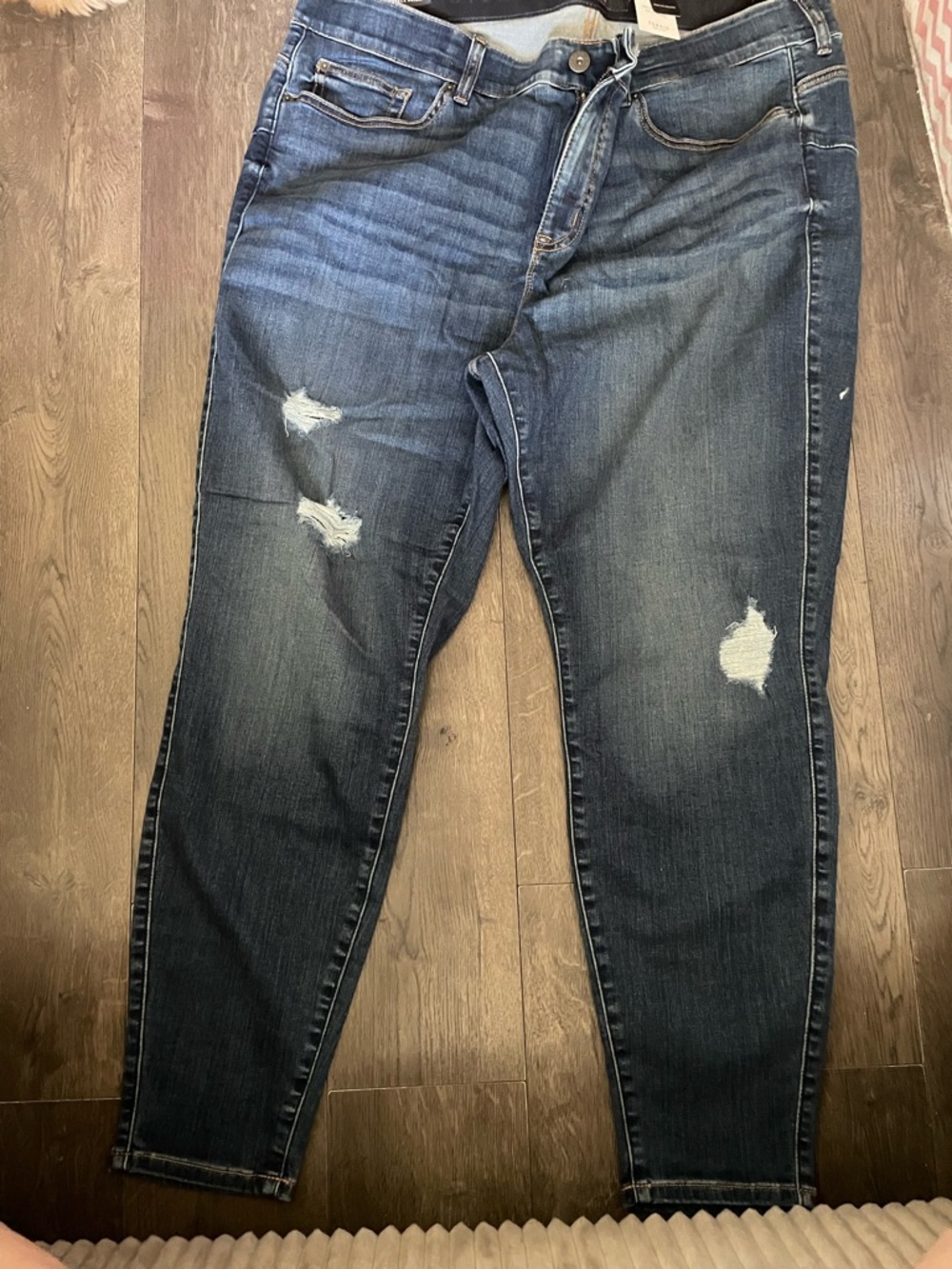 Women’s Distressed Dark Blue Jeans